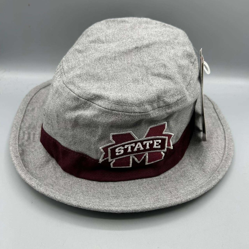 Mississippi State Bulldogs Hat Men Small-Medium Gray Adidas Bucket Cap New S-M
